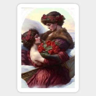 Lesbian Retro Victorian Valentines Sticker